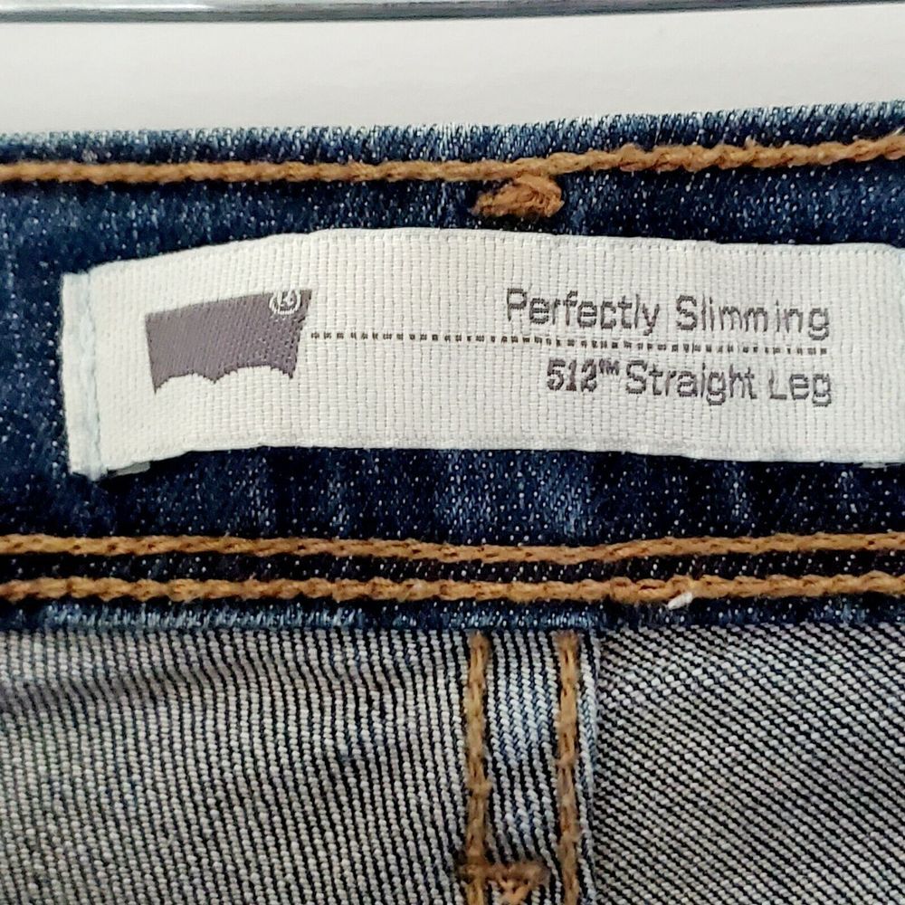 Levi's 512 Womens Size 8P Dark Blue Perfectly Slimming Straight Leg Denim‎ Jeans - Picture 4 of 8